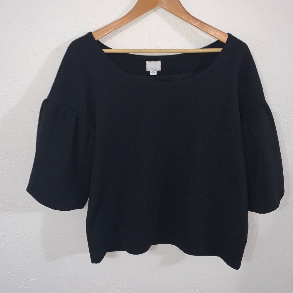 Anthro Pilcro Black Balloon Sleeve Blouse.